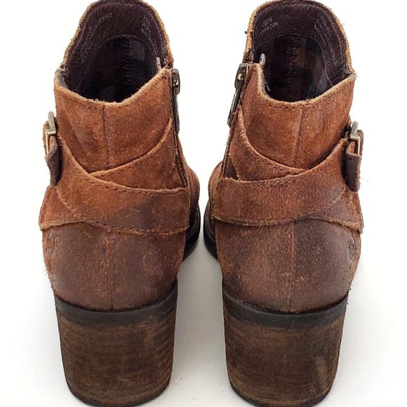 BORN Binghamton Tobacco Distressed Suede Booties F03726 | Ankle Boots in Rust - Picture 5 of 9